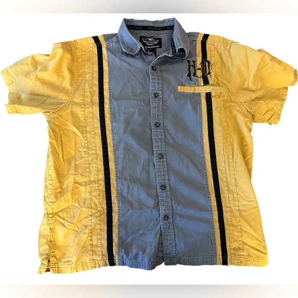 Harley-Davidson Grey and Yellow Casual Button Down Shirt - Picture 1 of 7
